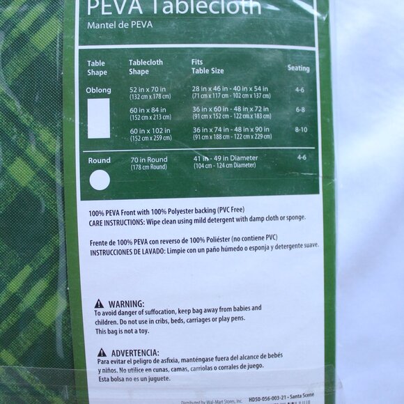 Holiday Time Santa Scene Peva Tablecloth Oblong  52" X 70" - Picture 5 of 5